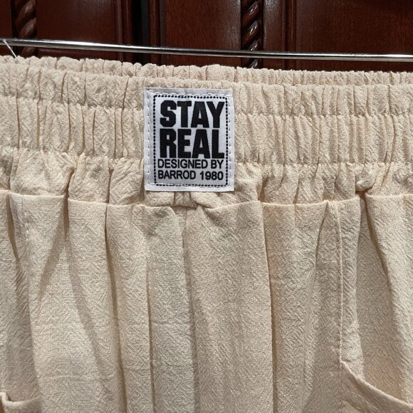 STAY REAL Design By Barrod 1980 Lt Yellow Cotton Linen Pull On Capri Pants Sz XS - Picture 2 of 4
